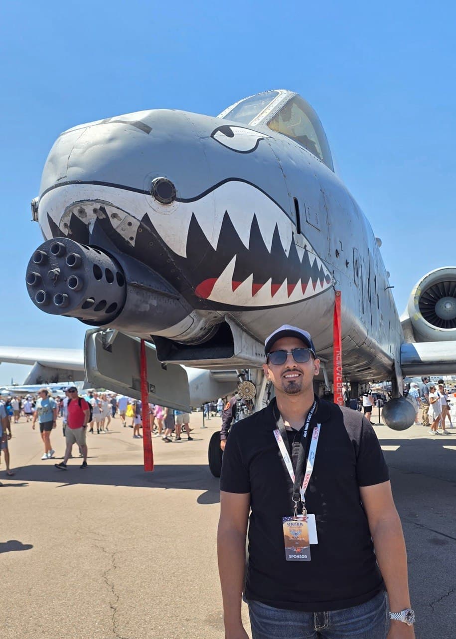 Kamel on the ramp in front of a shark-mouth A-10 Thunderbolt II